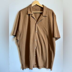 Madewell - Men’s Knit Easy Organic Cotton Camp Shirt -  Brown - Large